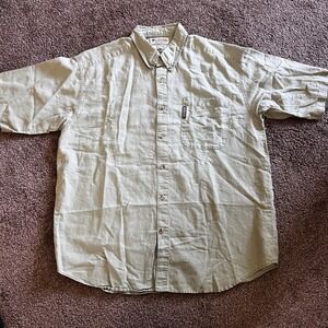 Columbia Button Up Shirt Short Sleeve Casual Work Utility Olive Green Large 0251